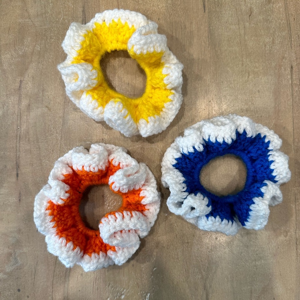 Hand crochet, scrunchies, set of three